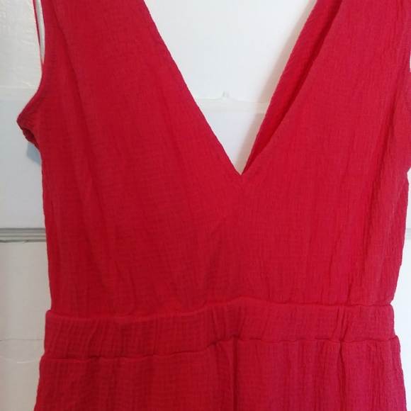 Red Tie-Front Jumpsuit - Picture 8 of 10